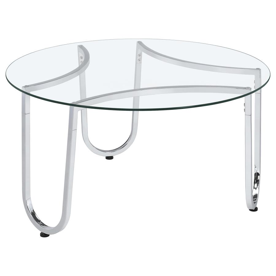 Beller 3-piece Round Tempered Glass Top Coffee Table Set Chrome view 7