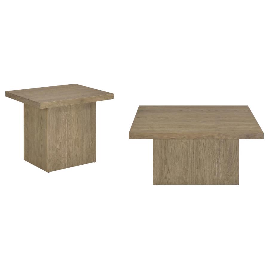 Devar 2-piece Square Cocktail Coffee End Table Set Latte view 2