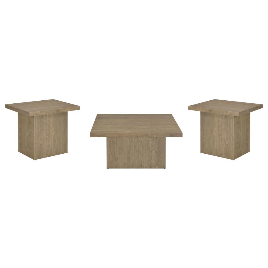 Devar 3-piece Square Cocktail Coffee End Table Set Latte view 2
