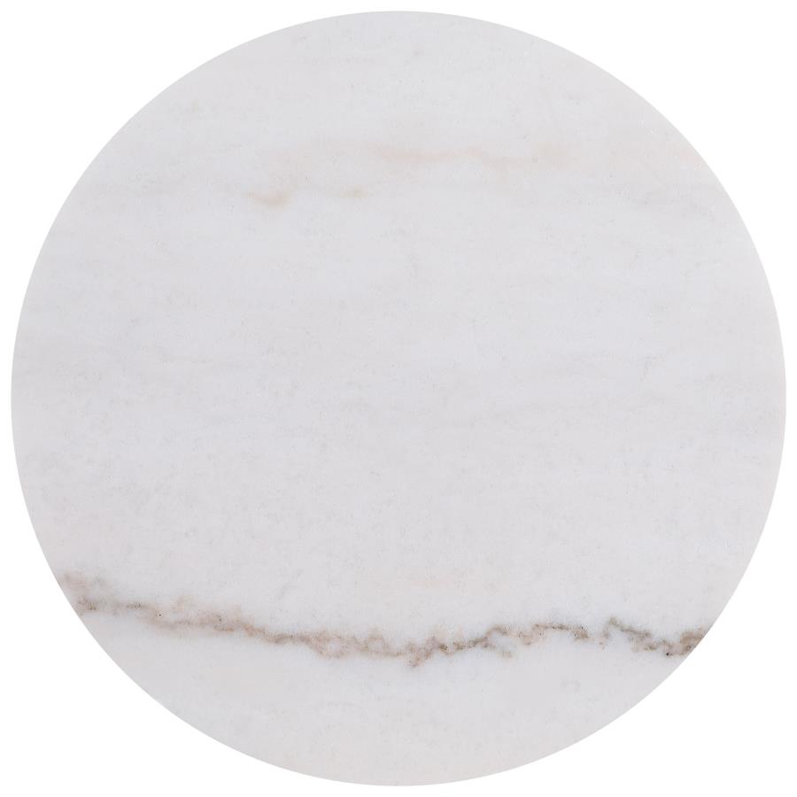 Jason 3-piece Round White Marble Coffee Table Set Honey Brown view 4