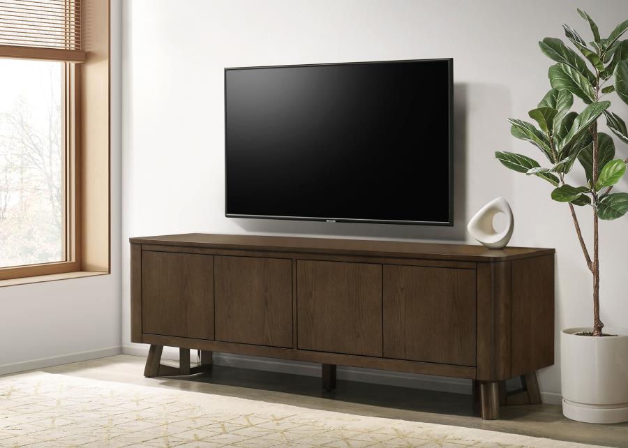 Trotter 71-inch 4-Door Wood TV Stand Media Console Brown view 2