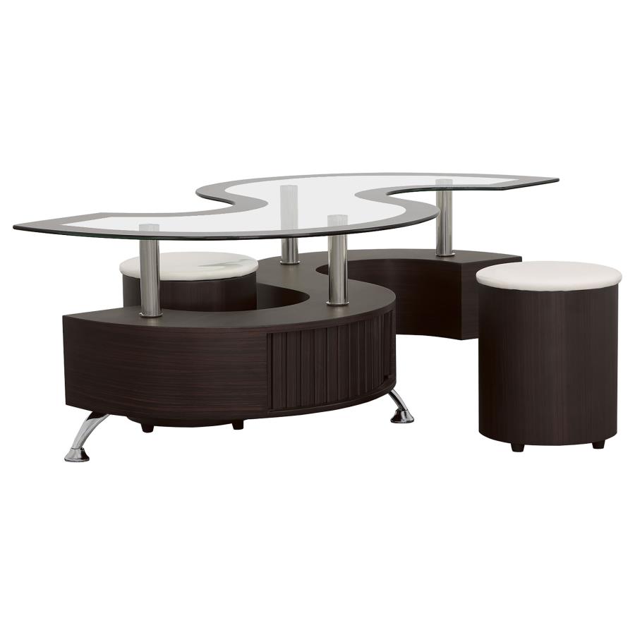 Buckley 3-piece Coffee Table and Stools Set Cappuccino view 2