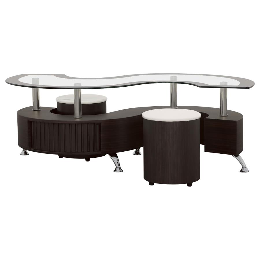 Buckley 3-piece Coffee Table and Stools Set Cappuccino view 3