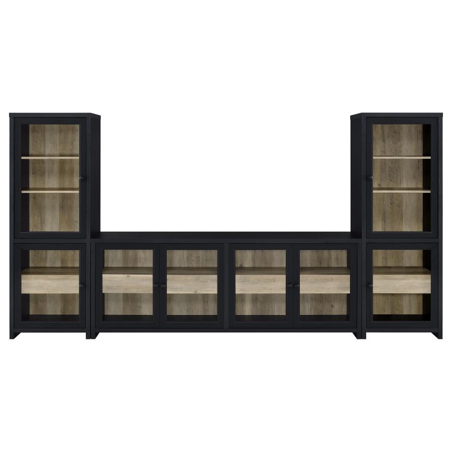 Denison 3-piece Entertainment Center 79-inch TV Stand Black view 2
