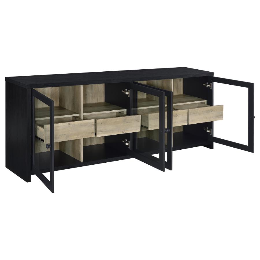Denison 3-piece Entertainment Center 79-inch TV Stand Black view 4