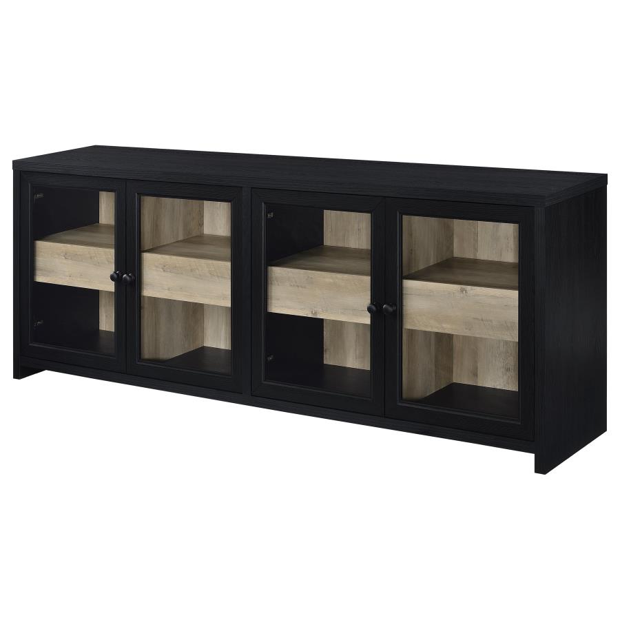 Denison 79-inch 4-door TV Stand Media Console Black view 5
