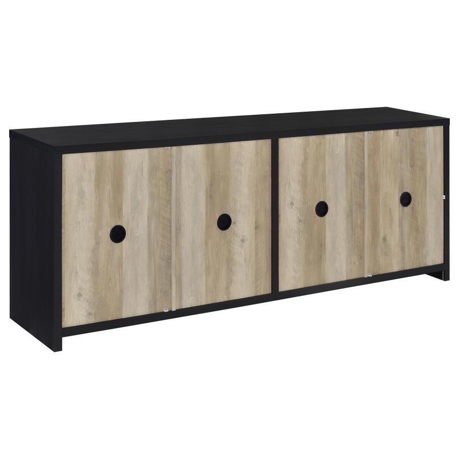 Denison 79-inch 4-door TV Stand Media Console Black view 7