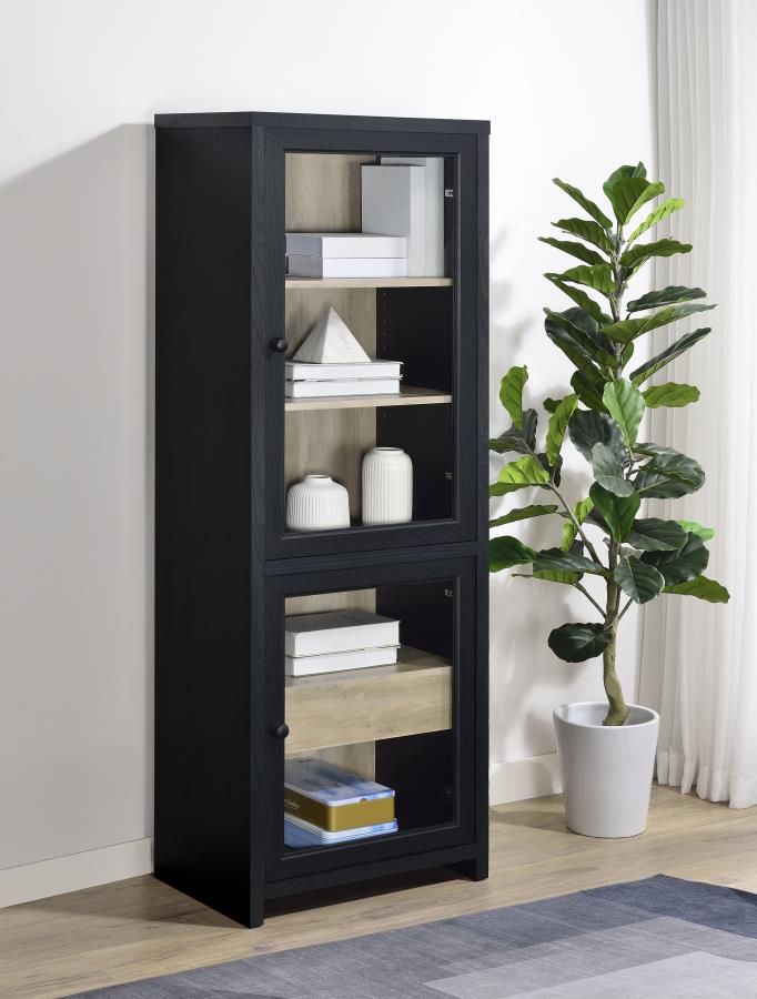 Denison 67-inch 2-door Media Tower Storage Cabinet Black view 2