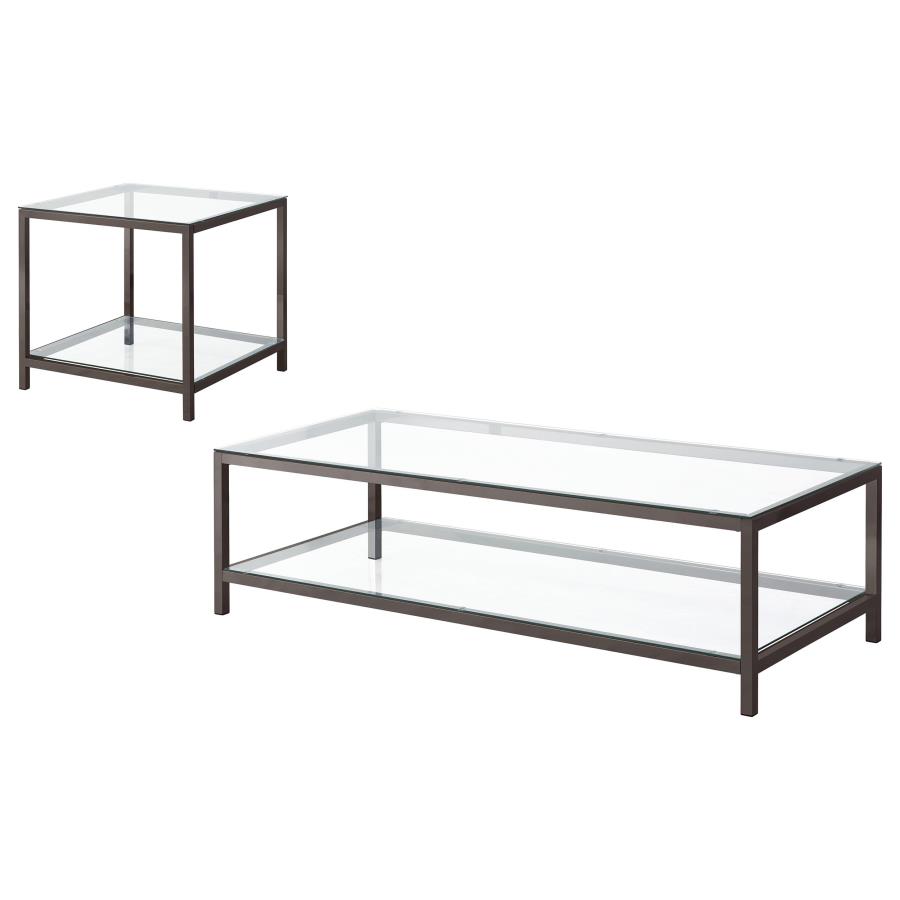 Trini 2-piece Coffee and End Table Set Black Nickel view 2