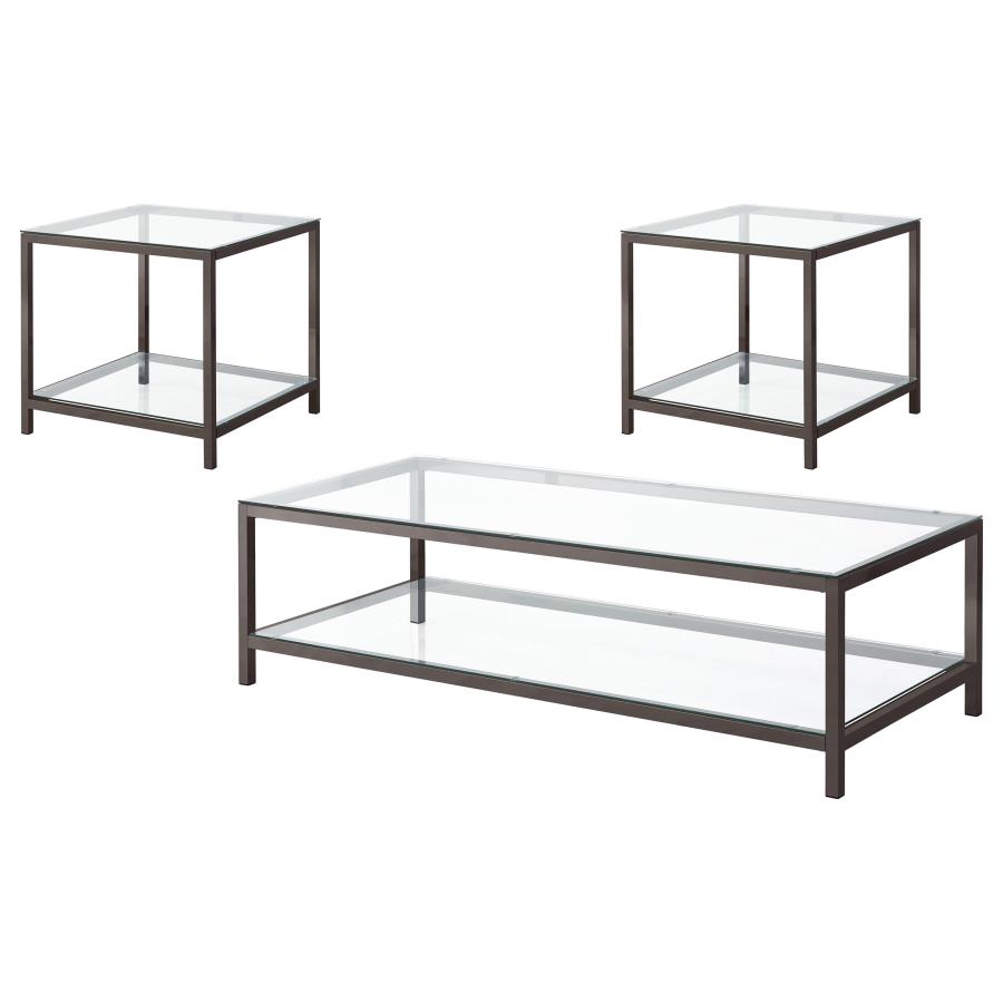 Trini 3-piece Coffee and End Table Set Black Nickel view 2