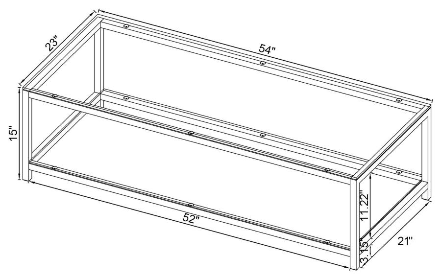 Trini 1-shelf Glass Top Coffee Table Black Nickel view 3