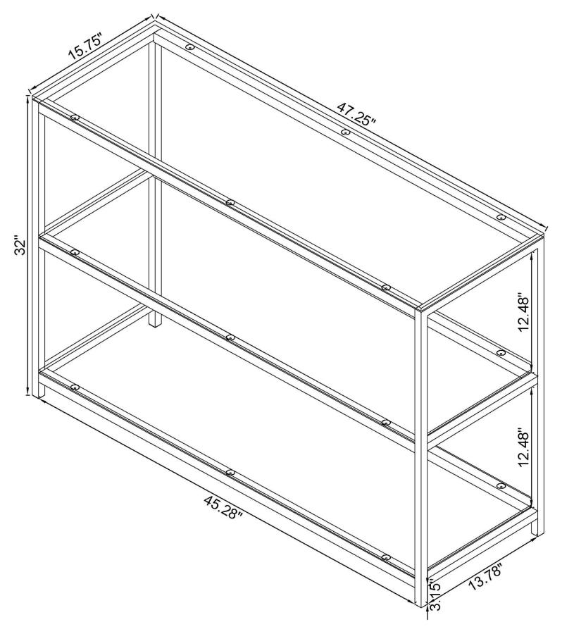 Trini 2-shelf Glass Top Entryway Console Table Black Nickel view 3