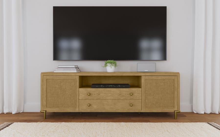 Arini Rattan Cane 2-door TV Stand Media Console Sand Wash view 2