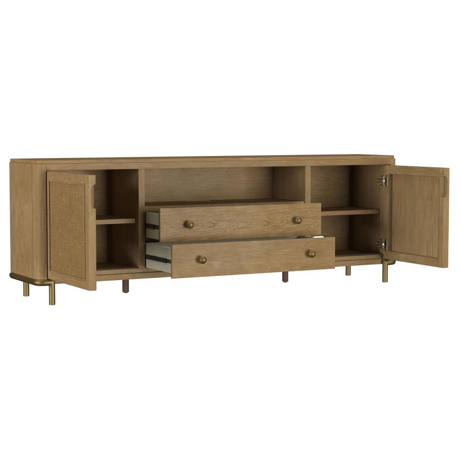 Arini Rattan Cane 2-door TV Stand Media Console Sand Wash view 3