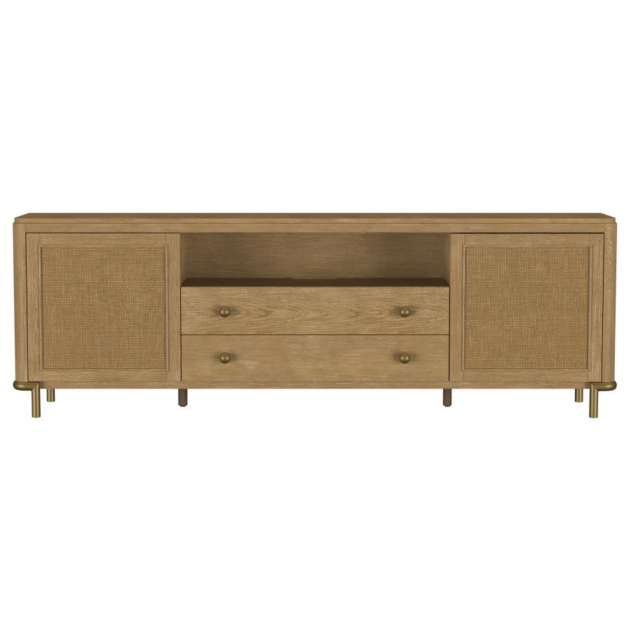 Arini Rattan Cane 2-door TV Stand Media Console Sand Wash view 4