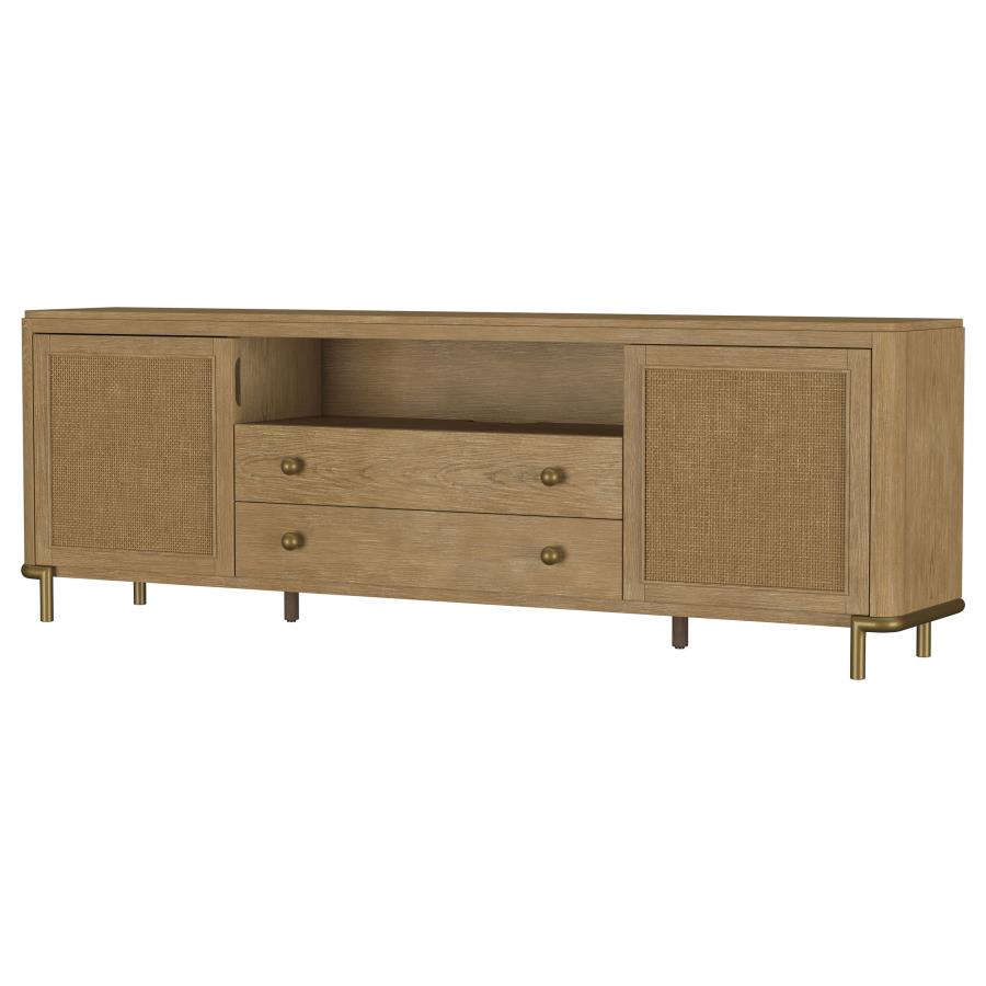 Arini Rattan Cane 2-door TV Stand Media Console Sand Wash view 5