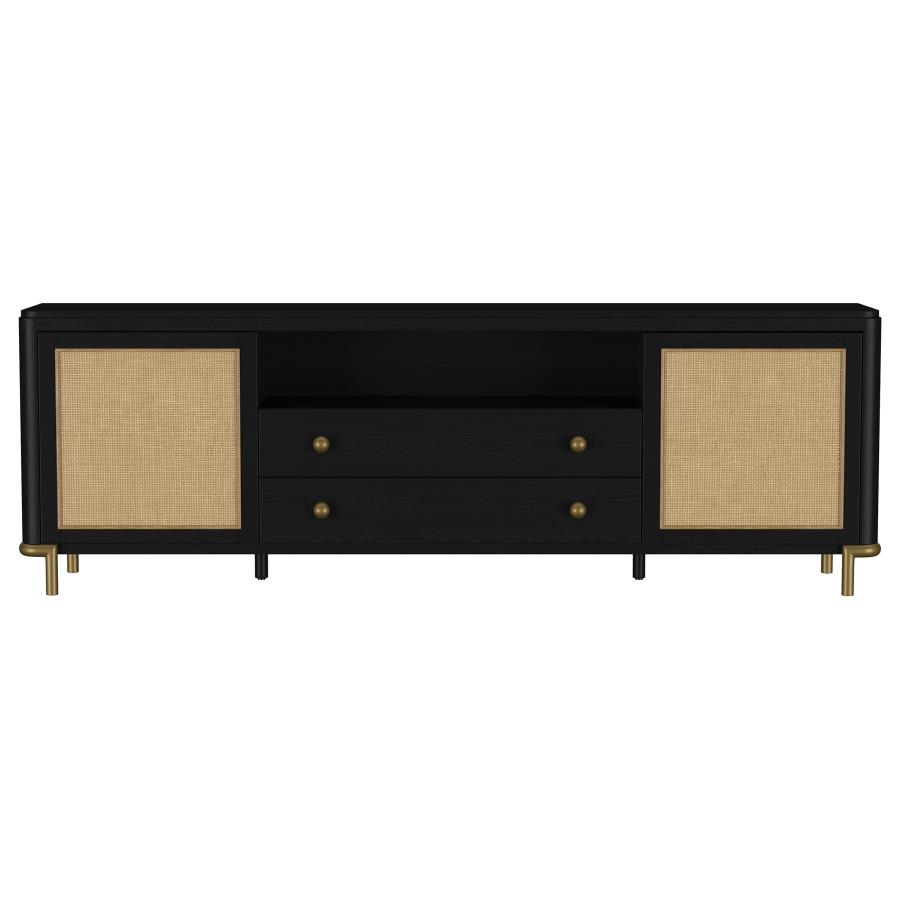 Arini Rattan Cane 2-door TV Stand Media Console Black view 4