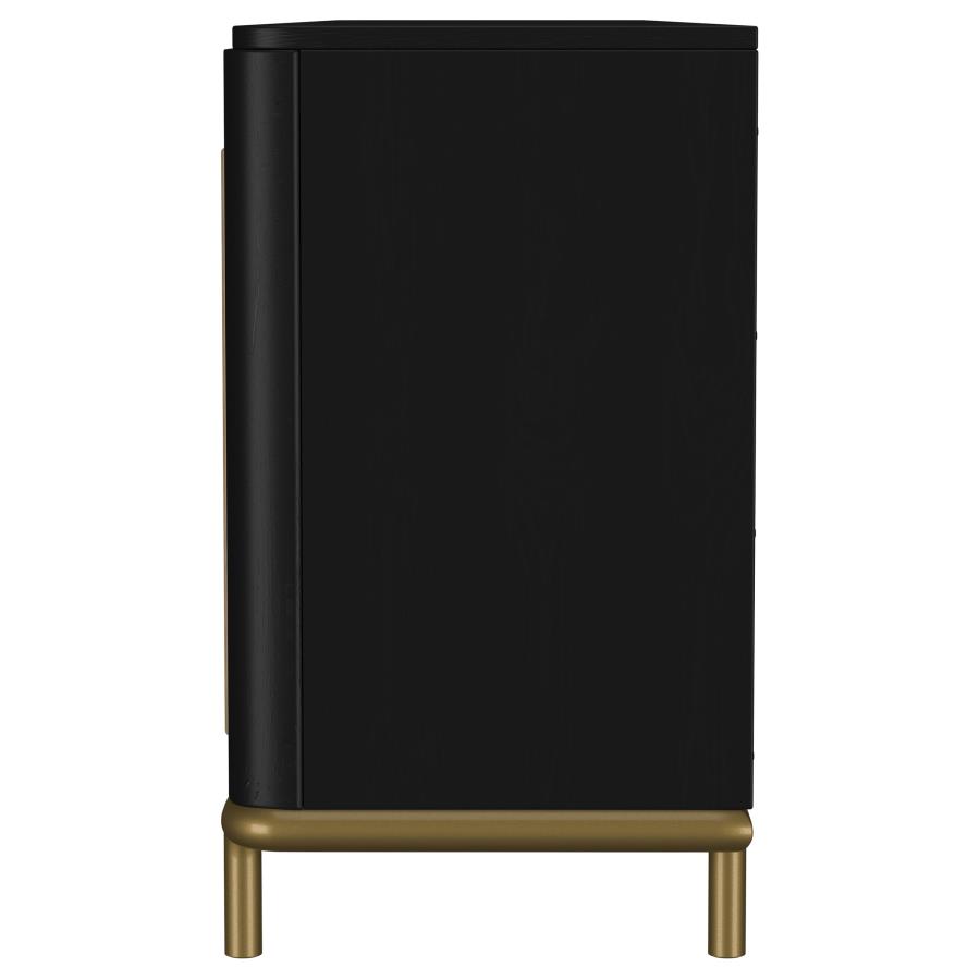 Arini Rattan Cane 2-door TV Stand Media Console Black view 6
