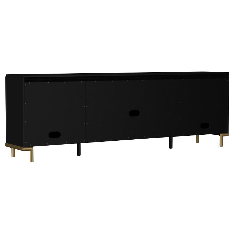 Arini Rattan Cane 2-door TV Stand Media Console Black view 7
