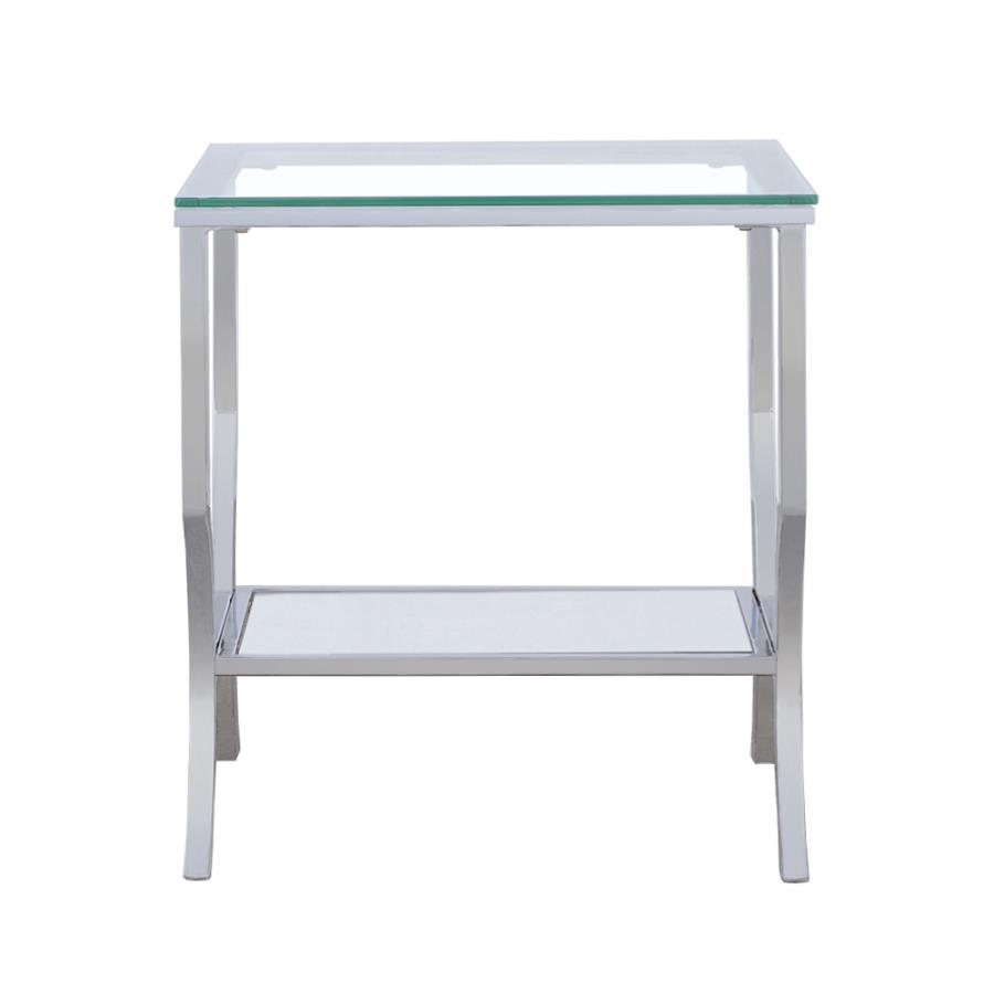 Saide Square Glass Top Side End Table Chrome view 3
