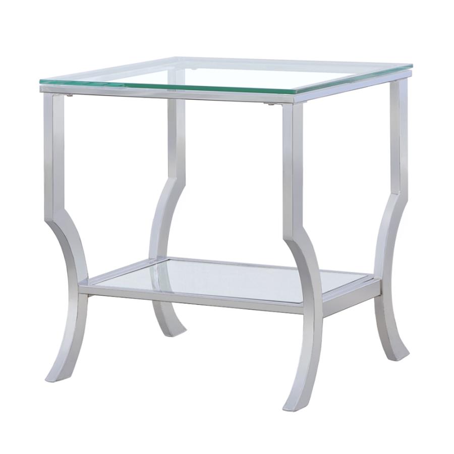 Saide Square Glass Top Side End Table Chrome view 4