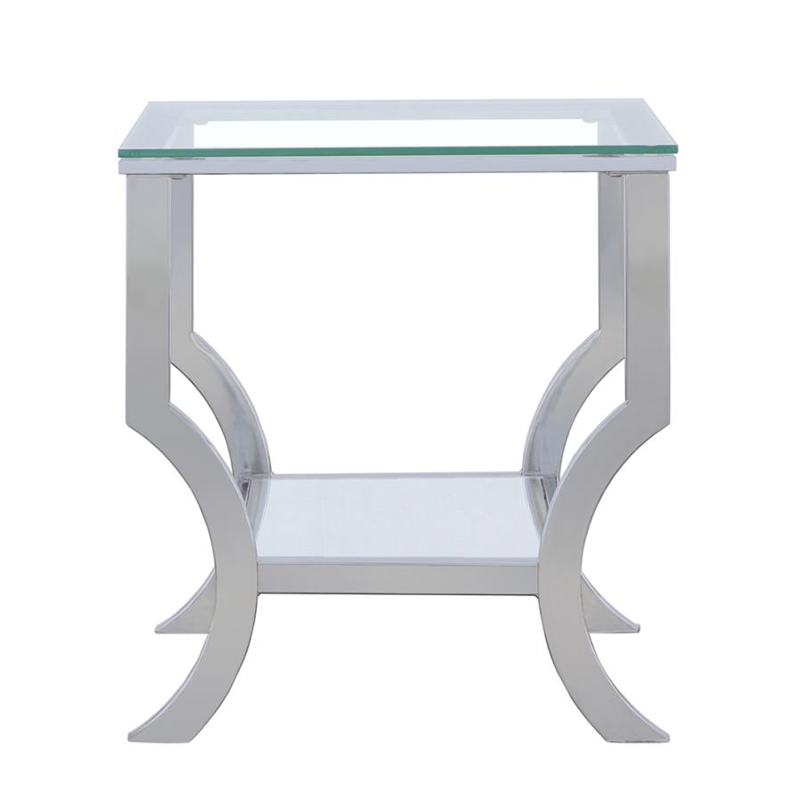 Saide Square Glass Top Side End Table Chrome view 5