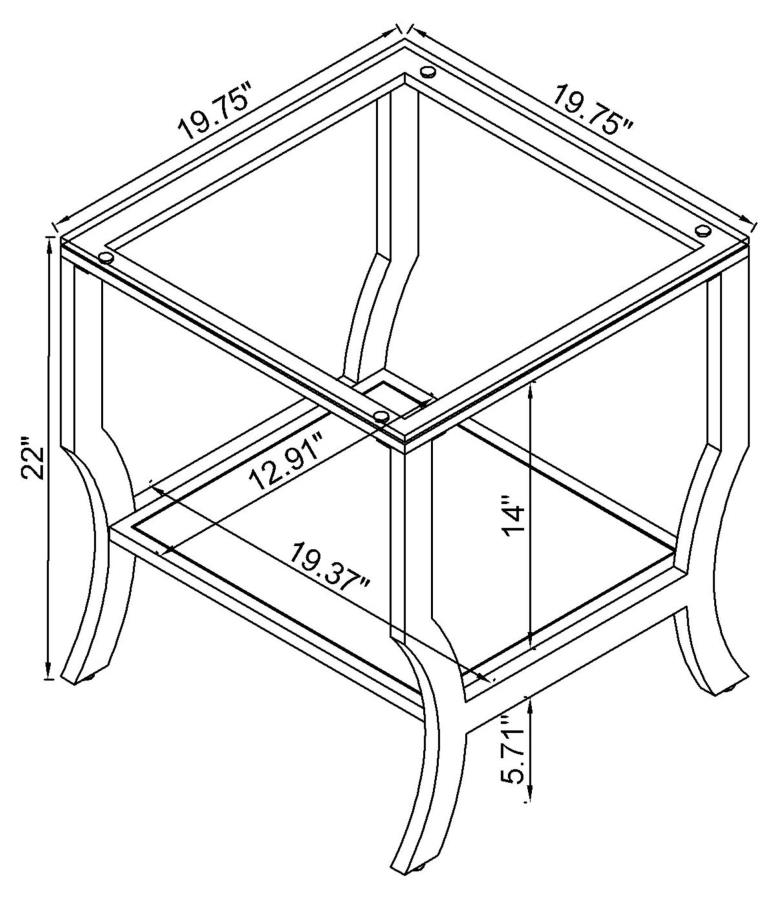 Saide Square Glass Top Side End Table Chrome view 6