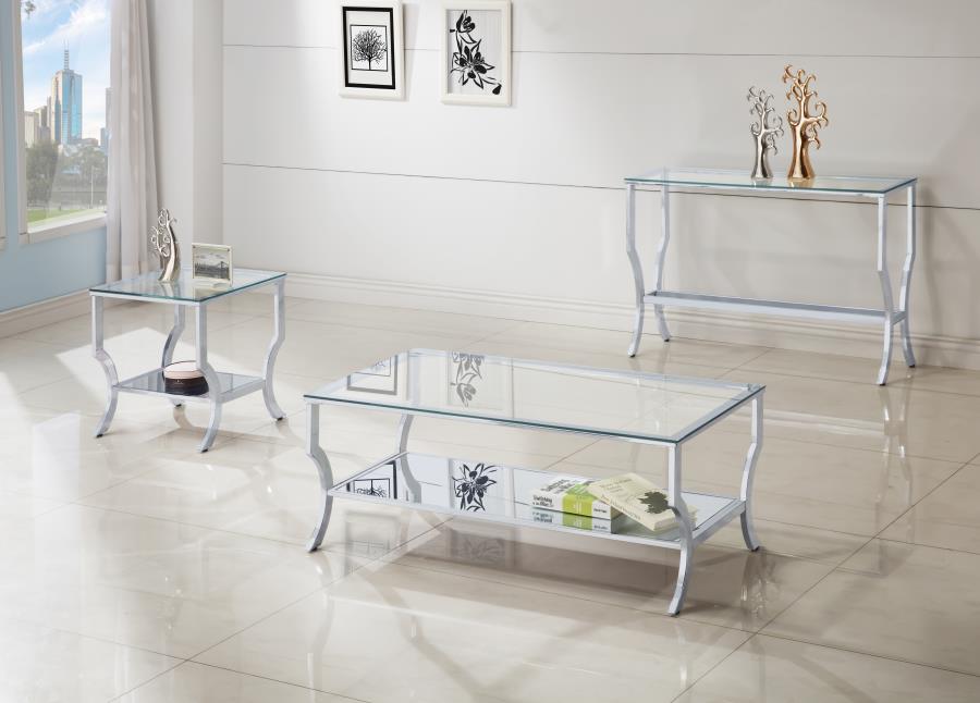 Saide Square Glass Top Side End Table Chrome view 7