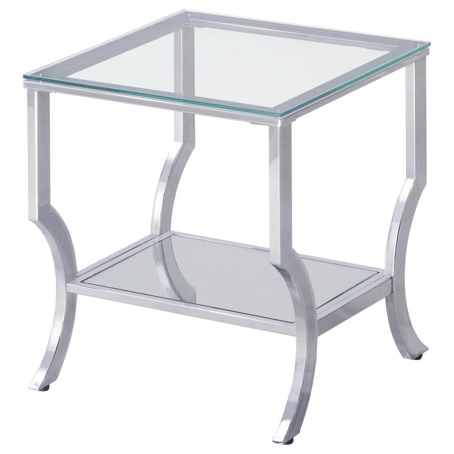 Saide 2-piece Glass Top Coffee and End Table Set Chrome view 3