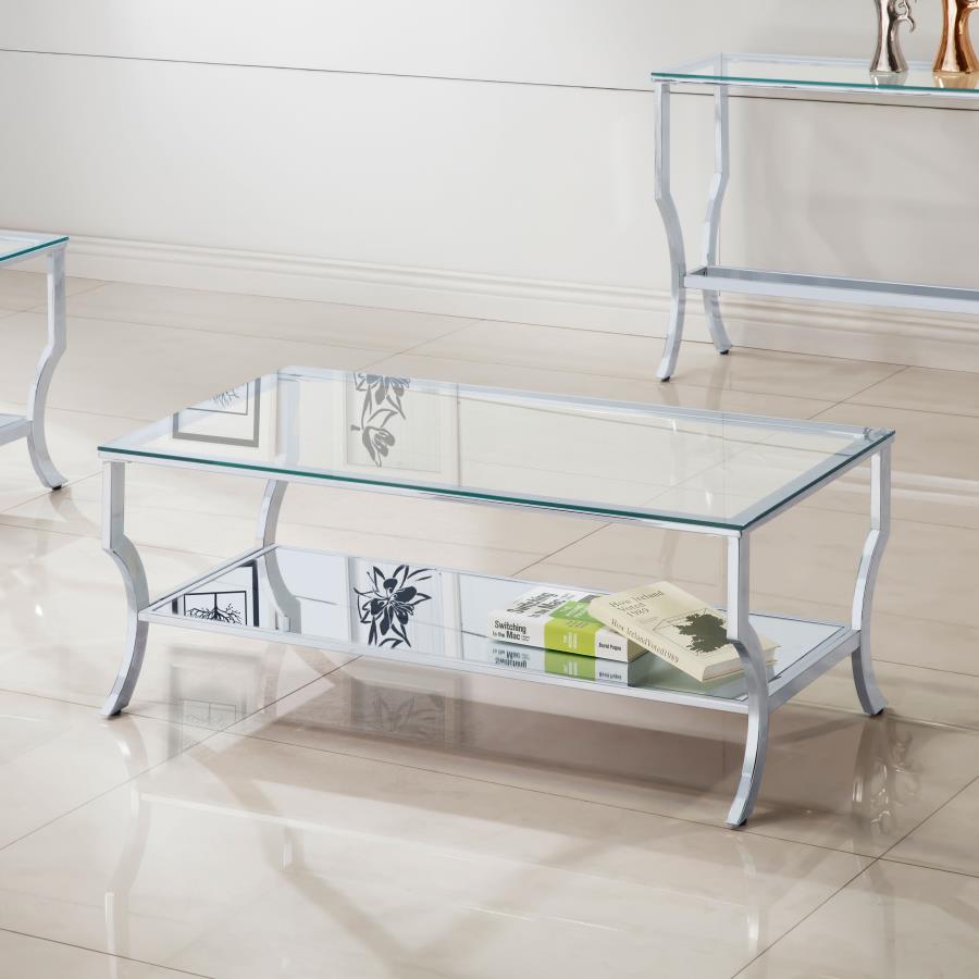 Saide Rectangular Glass Top Coffee Table Chrome view 2
