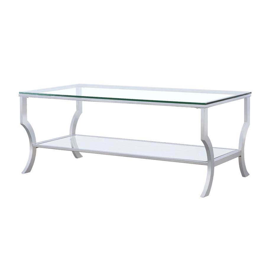 Saide Rectangular Glass Top Coffee Table Chrome view 4