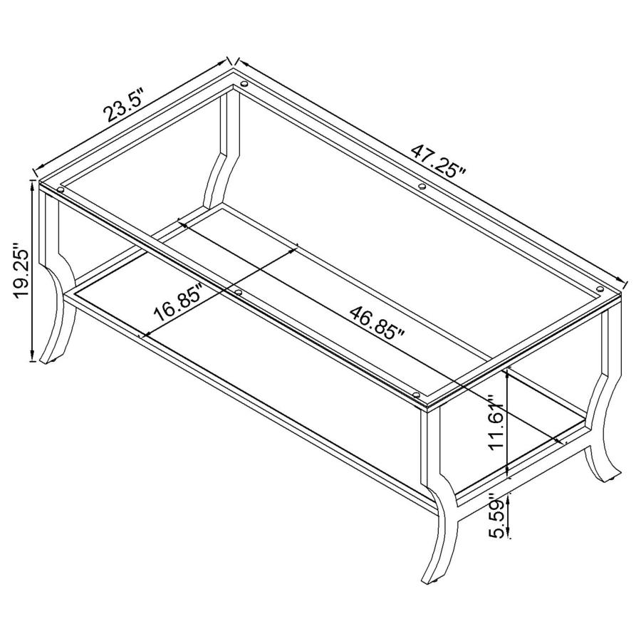 Saide Rectangular Glass Top Coffee Table Chrome view 6