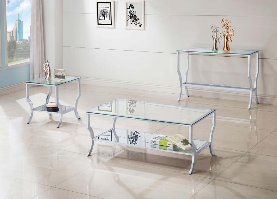 Saide Rectangular Glass Top Coffee Table Chrome view 7