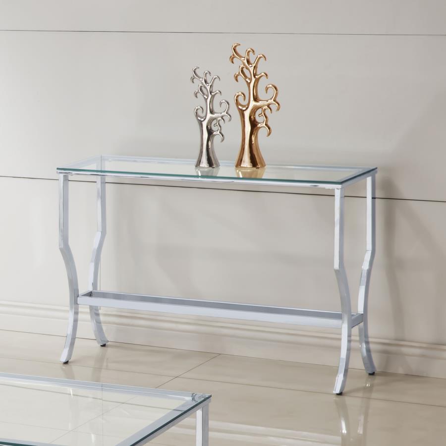 Saide Rectangular Glass Top Entryway Console Table Chrome view 2
