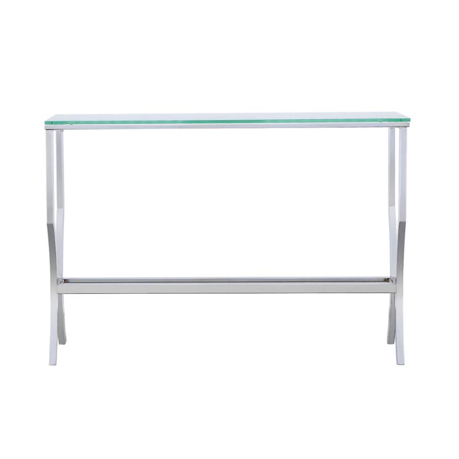 Saide Rectangular Glass Top Entryway Console Table Chrome view 3