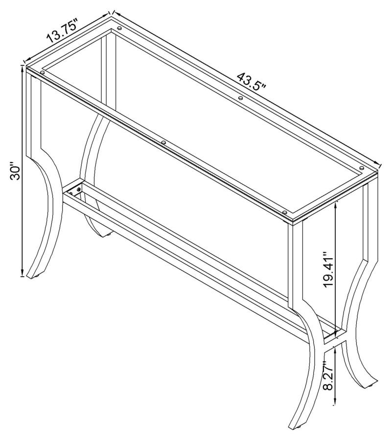 Saide Rectangular Glass Top Entryway Console Table Chrome view 6