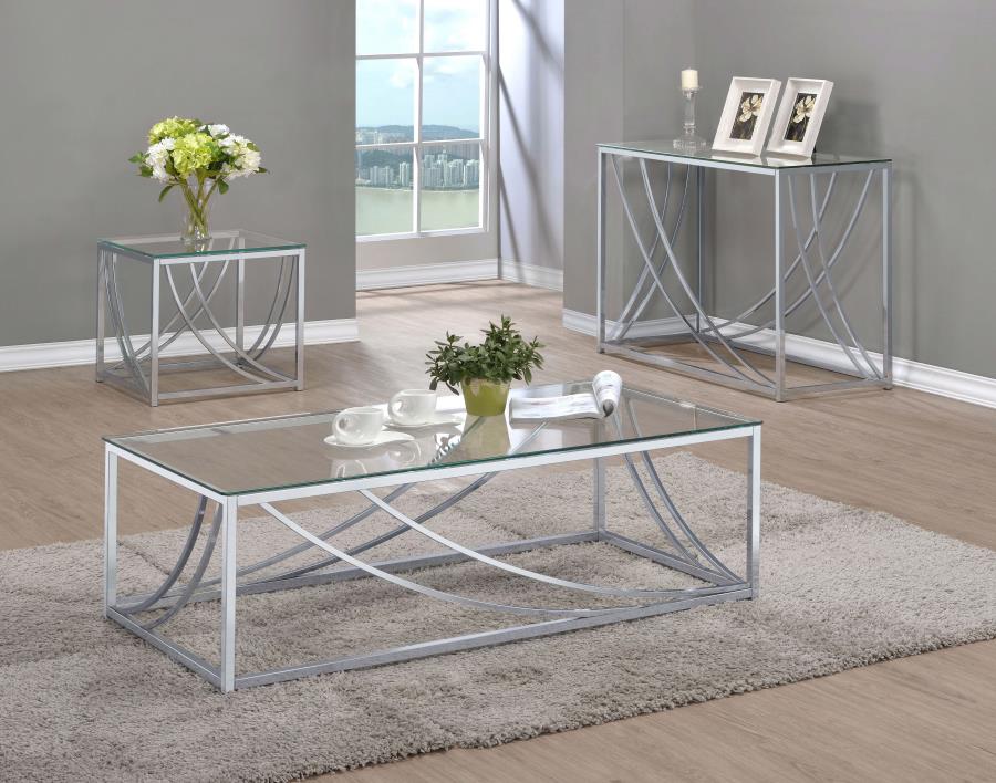 Lille Square Glass Top Side End Table Chrome view 5