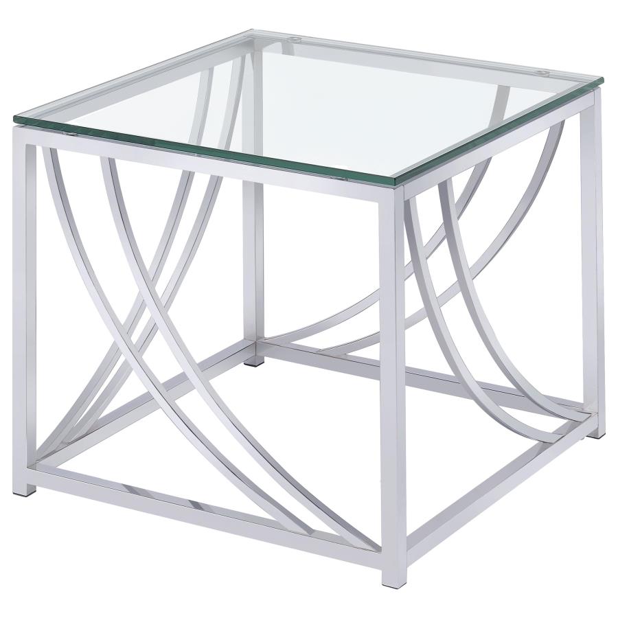 Lille 2-piece Glass Top Coffee And End Table Set Chrome view 3