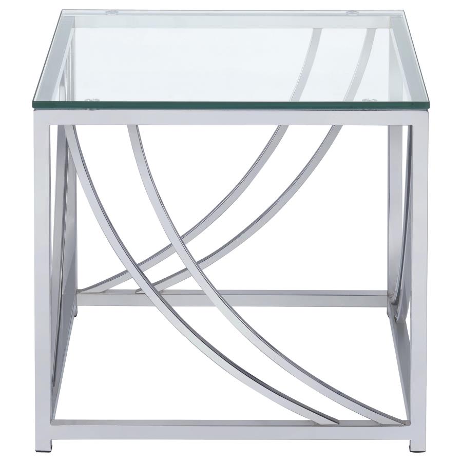Lille 2-piece Glass Top Coffee And End Table Set Chrome view 4