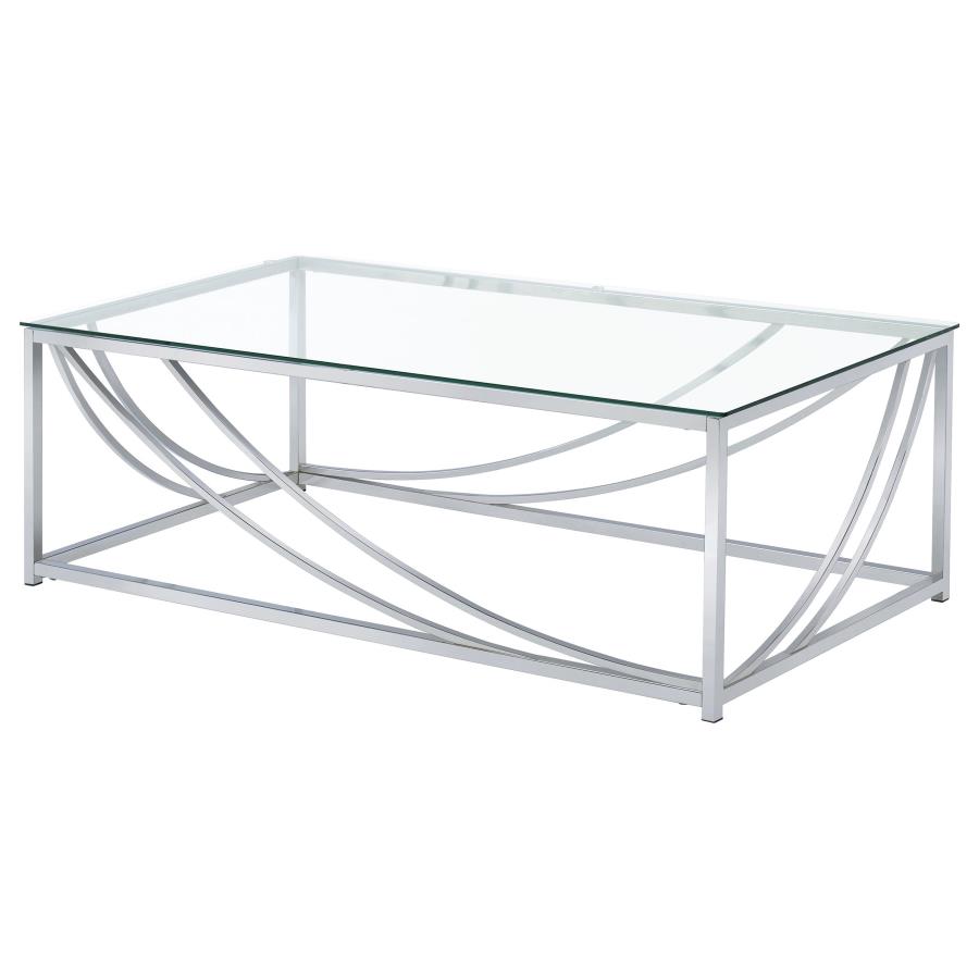 Lille 2-piece Glass Top Coffee And End Table Set Chrome view 5