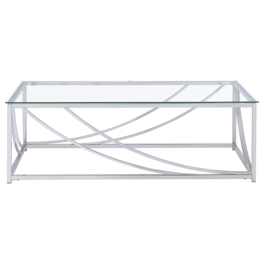 Lille 2-piece Glass Top Coffee And End Table Set Chrome view 6