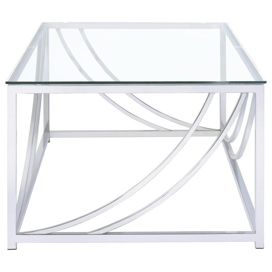 Lille 2-piece Glass Top Coffee And End Table Set Chrome view 7