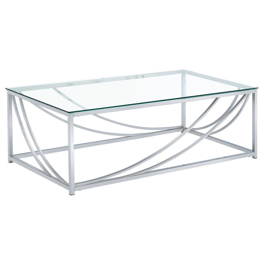 Lille 3-piece Glass Top Coffee And End Table Set Chrome view 4