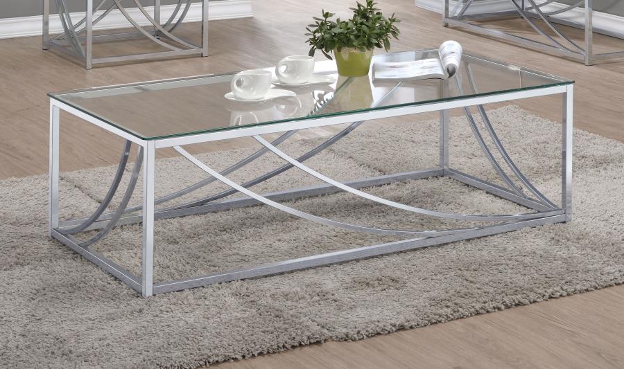 Lille Rectangular Glass Top Coffee Table Chrome view 2