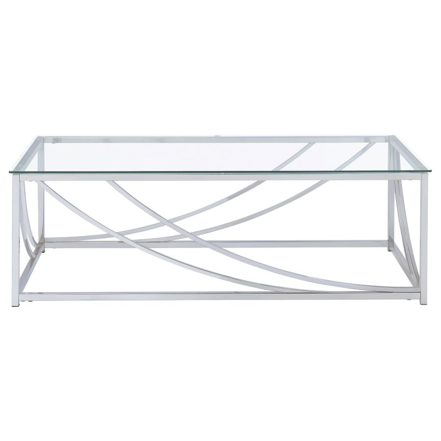Lille Rectangular Glass Top Coffee Table Chrome view 3