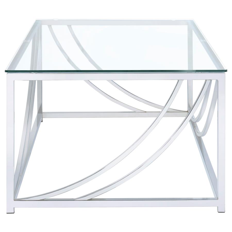 Lille Rectangular Glass Top Coffee Table Chrome view 4