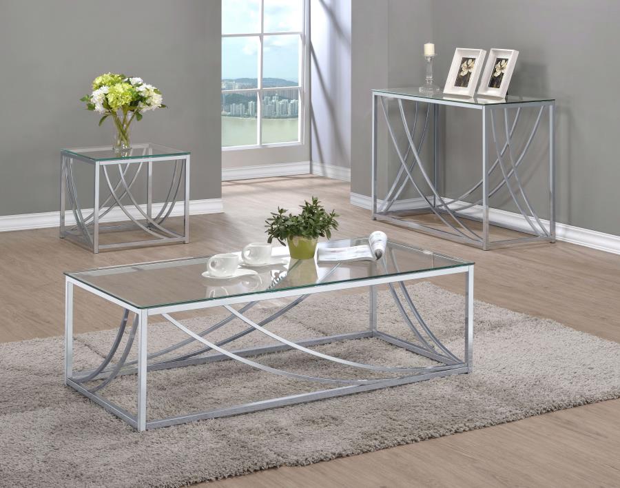 Lille Rectangular Glass Top Coffee Table Chrome view 6