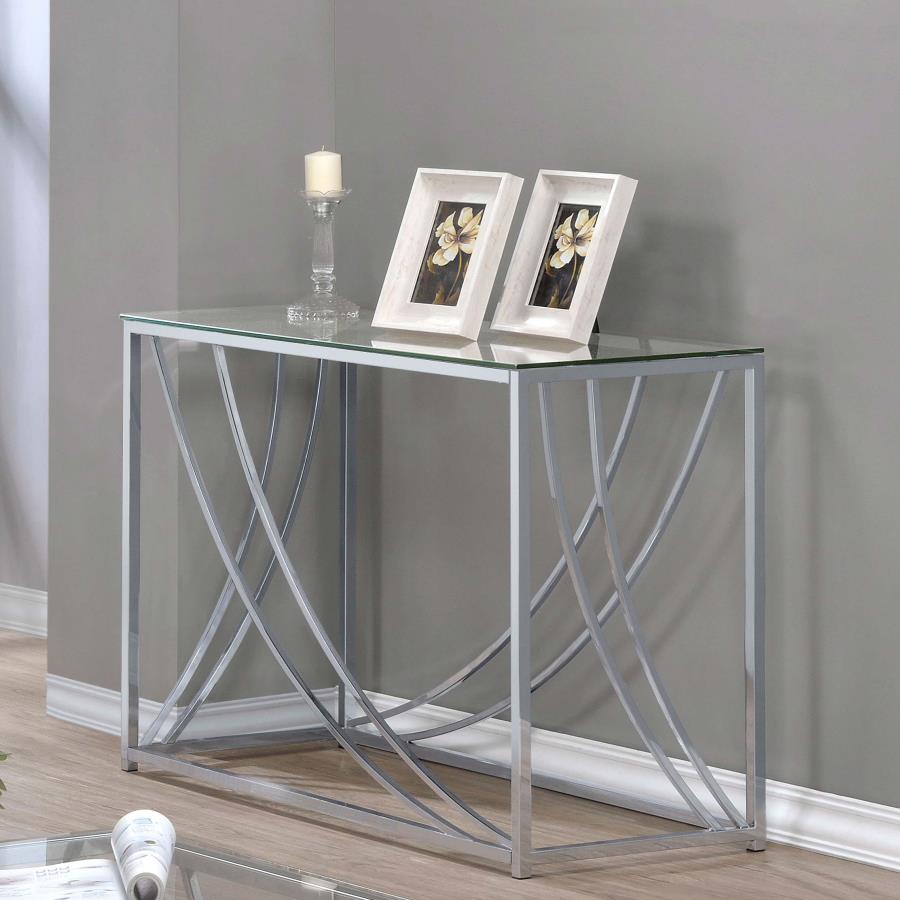 Lille Glass Top Entryway Console Table Accents Chrome view 2