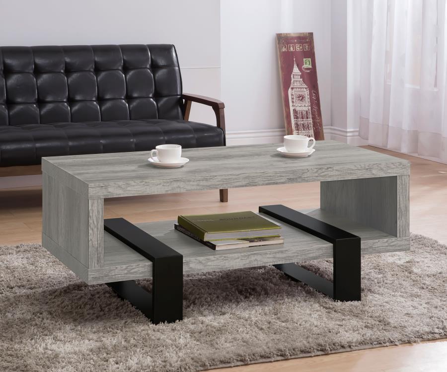 Dinard Engineered Wood Cocktail Coffee Table Grey Driftwood view 2