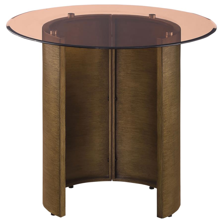 Morena Round Tawny Glass Top Side End Table Brushed Bronze view 3